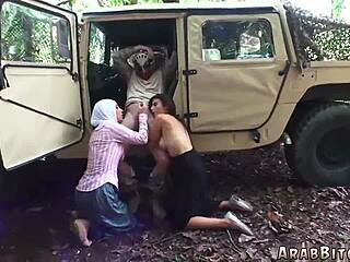 Arab Teen Babe in Military Uniform Fucked by Old Penis