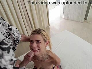 Skinny blonde slut russah gets face fucked hard