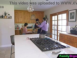 Old man fucks daring teen daughter in kitchen cowgirl.