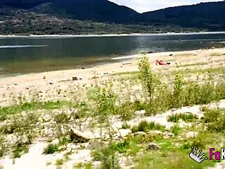 Voyeur at beach! Luna black gets fucked hard outdoors!