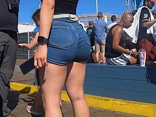 candid shots of big ass in shorts and jeans outdoors 😏