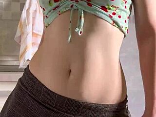 cute petite girl maiskii touches wet shaved pussy with dildo