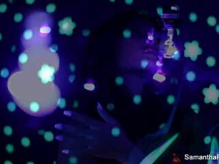 Samantha saint fucks blonde in black light!
