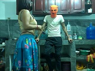 25-year-old man masturbates big cock from flaccid to erect in kitchen.