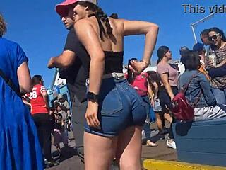 candid shots of big ass in shorts and jeans outdoors 😏