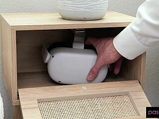 I let my roommate's boyfriend use my tight wet pussy for his VR game.