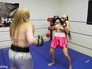 pornstar women box in high stakes match where loser gets dildo fucked.