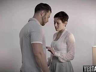 Big boobs milf nurse fucks paralyzed patient's husband on bed