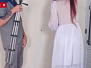 Bride with big ass masturbates and fucks photographer in pov, almost caught