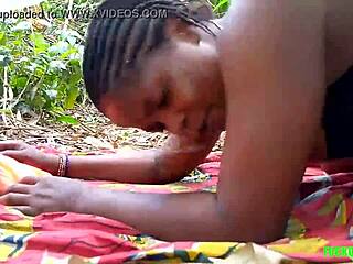 BBW fucks old man in forest for creampie