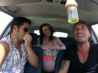 busty brit sucks cock before public pounding