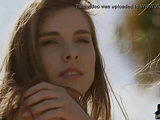 Petite Russian Centerfold Kate Chromia Strips Outdoor