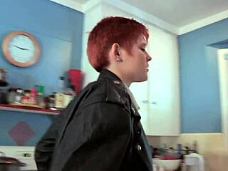 Hairy shorthaired redhead in steamy lesbian action!