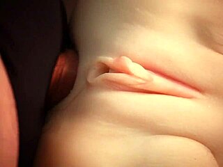 Fucking her white ass with double penetration on real doll, close up