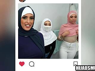 Hot muslim girls experience hardcore group fucking with blowjobs and first time sex