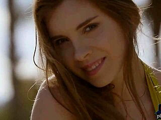 Petite Russian Centerfold Kate Chromia Strips Outdoor