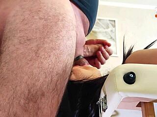 Wife shares double blowjob with cum in mouth