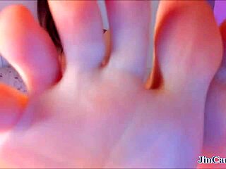 Young babe shows off her masturbating skills on webcam with big tits.