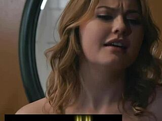 Slutty blonde teases and gets pounded doggy style in bed. Her moans fill the room!  