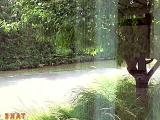 petite milf waiting for anal and blowjob in nature