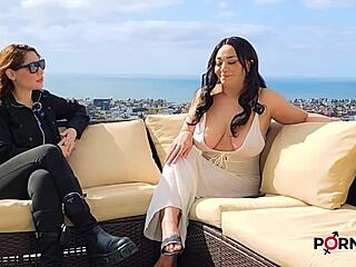 evita love strips on desk in outdoor casting interview