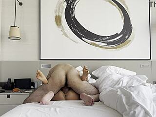 Brunette pornstar Monika Fox with pierced nipples enjoys quick homemade fucking session.