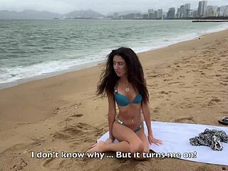 babe can i cum on your tits - public cock flashing on the beach