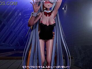 Iori Gets Naughty at Night Pool in Bunny Outfit