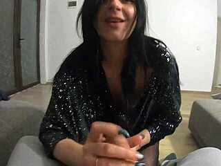 I slap Milfy Calla's cock in pantyhose until cumshot.