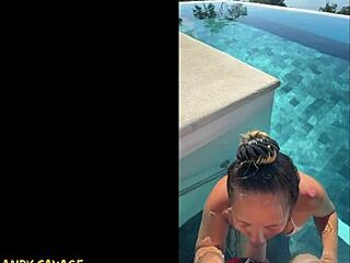 girlfriend gives public blowjob at costa rica infinity pool with dirty talk