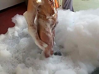 guy in feminine clothing fucks busty latina brunette's pear-shaped ass with monster cock