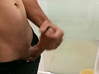 I have a good cumshot from masturbating my big cock with small waist