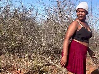 ebony beauty bent over for monster cock in outdoor quickie