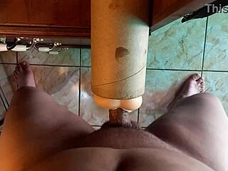 Fucking real doll's vagina with toys until cumshot