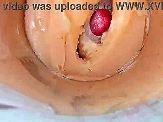 wow, the camera goes deep inside her tight pussy and captures a huge creampie explosion 😍