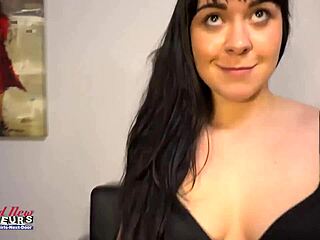 busty brunette coed victoria gives blowjob and gets banged hard with cumshot