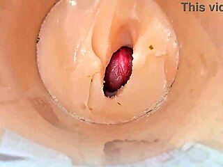 wow, the camera goes deep inside her tight pussy and captures a huge creampie explosion 😍