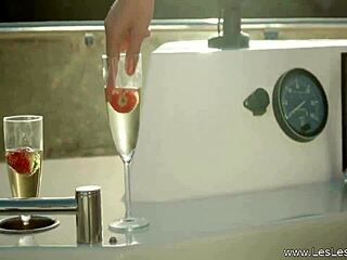 lesbian lovers lick and finger on the boat