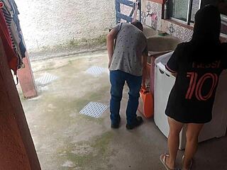 housewife pays washing machine technician with tight ass