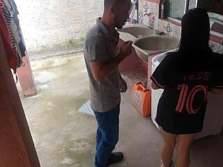 housewife pays washing machine technician with tight ass