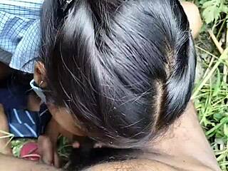 Hot Indian college girlfriend gets fucked in the jungle