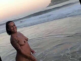 met a short chubby sexy woman on the nudist beach, see what happened