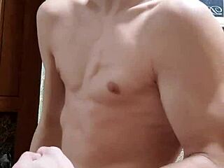 Happy new year celebration with skinny boy.