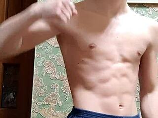 Happy new year celebration with skinny boy.