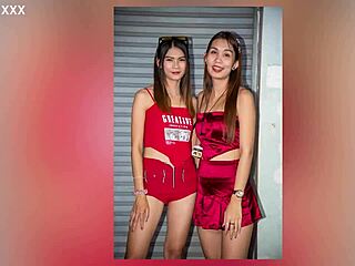 Asian go-go stripper performs pole dance