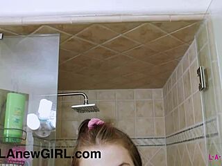 adorable teen 18+ model enjoys a relaxing shower