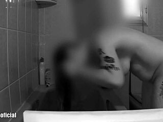 babe flashes her big natural tits in the shower while secretly masturbating with toys!