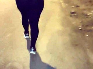 I'm a madura culona flashing my big ass in transparent leggings on the street, oh shit i messed up