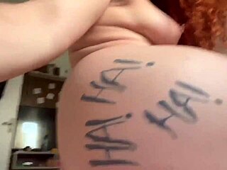 big tits redhead teen cums on dildo thinking of ex