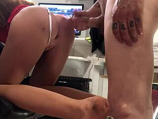 Blonde girl on all fours gets assfucked by stepfather with sex toy in amateur anal scene